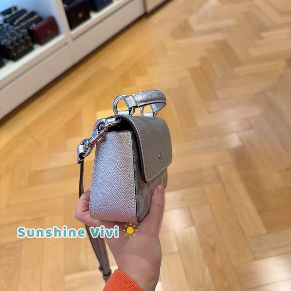 NWT Coach Mini Josie Top Handle Bag In Signature Canvas CCK68 Gray/Silver - Picture 5 of 7